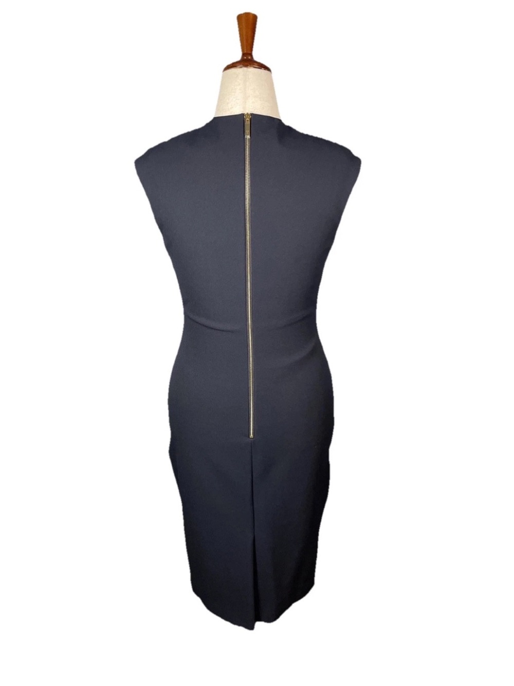 Ted Baker London Navy Blue Sleeveless Kezzia Keyhole Midi Sheath Dress 3 US 8-10 - Picture 3 of 9